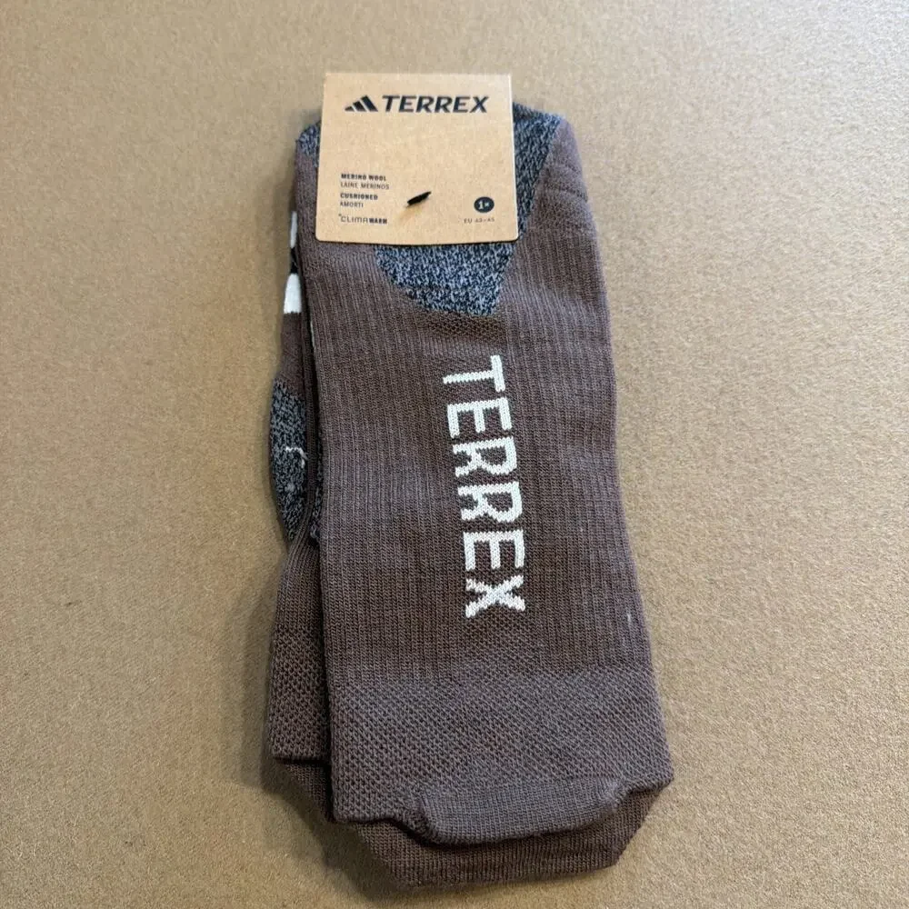 Adidas Terrex Merino Wool Cushioned Climawarm Crew Socks JW0887 Brown Size L